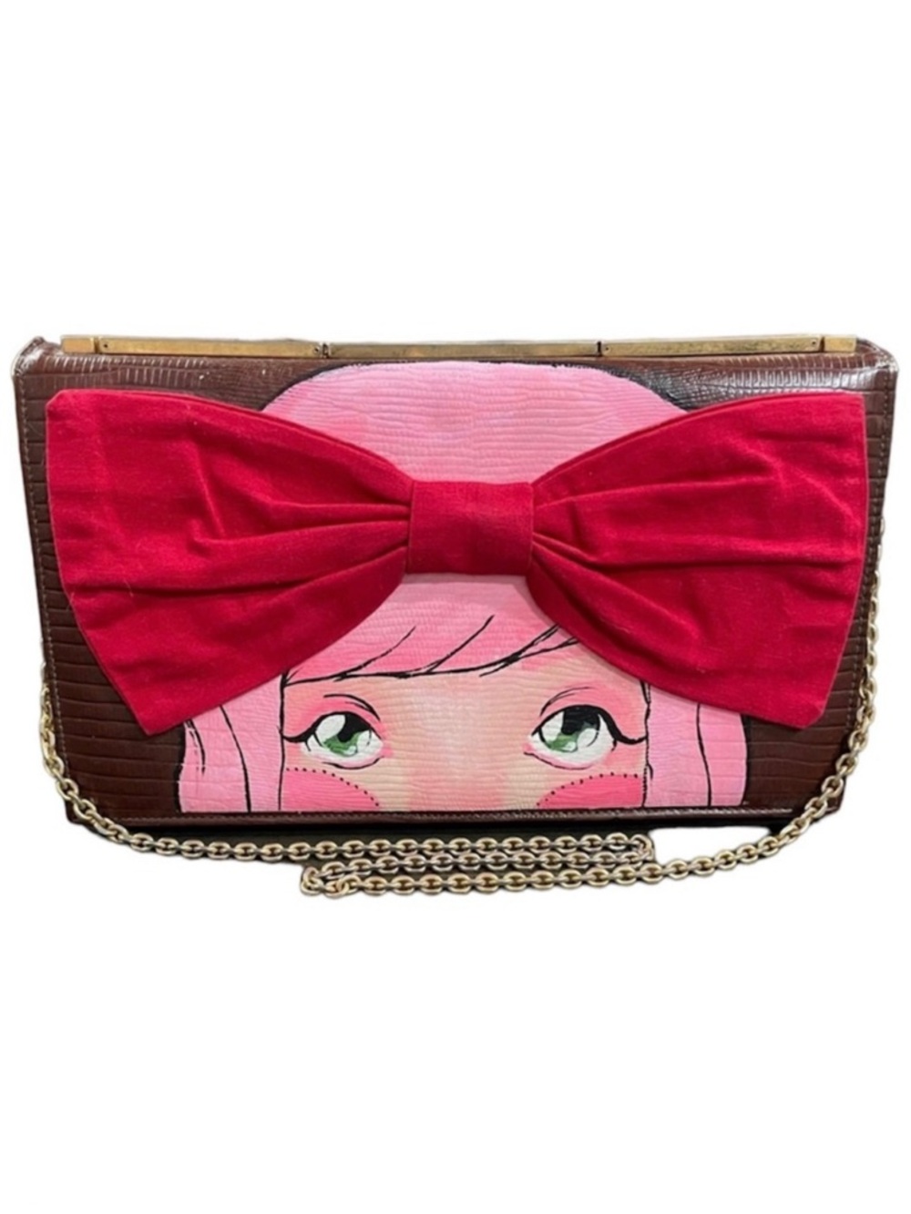 Vintage Leather Shoulder Purse Hand Painted by Indie Artist
